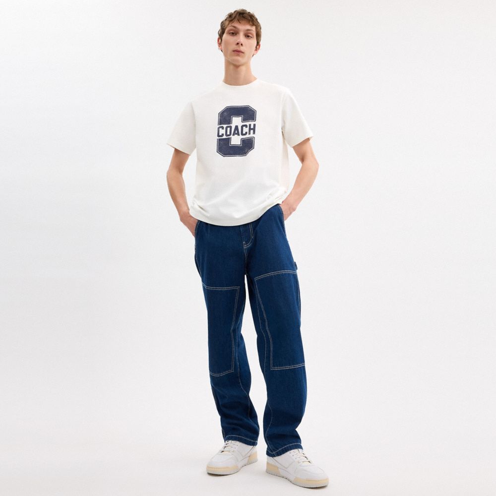 Coach Varsity Classic T Shirt In Organic Cotton Vintage Ivory