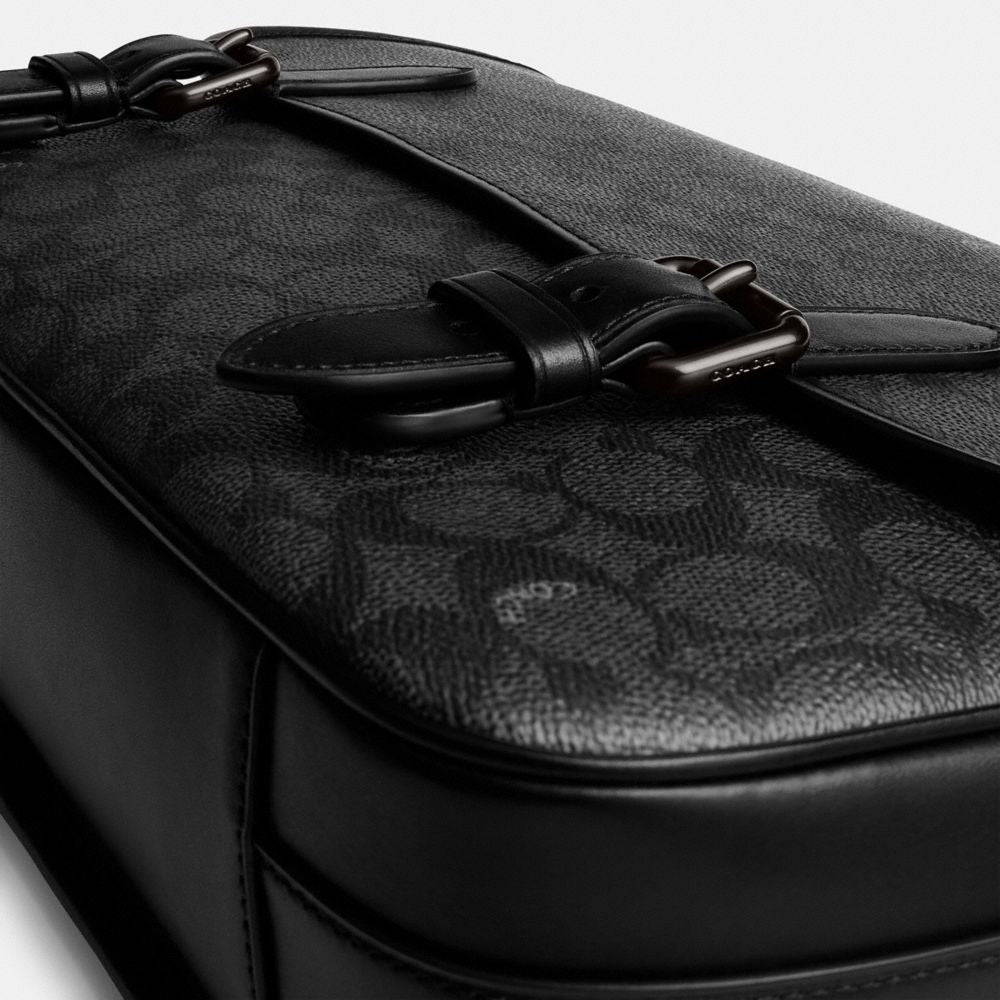 Coach Hitch Messenger Bag In Signature Canvas Charcoal