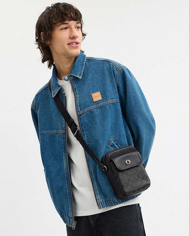 Turnlock Crossbody Bag In Signature Canvas Signature Canvas-Gunmetal-Charcoal-Black Signature Canvas-Gunmetal-Charcoal-Black