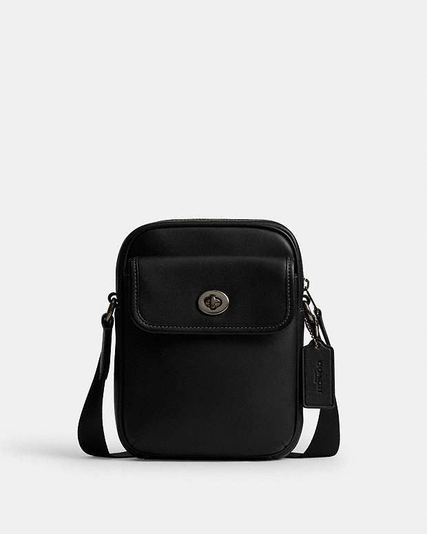 Turnlock Crossbody Bag Smooth Leather-Gunmetal-Black Smooth Leather-Gunmetal-Black