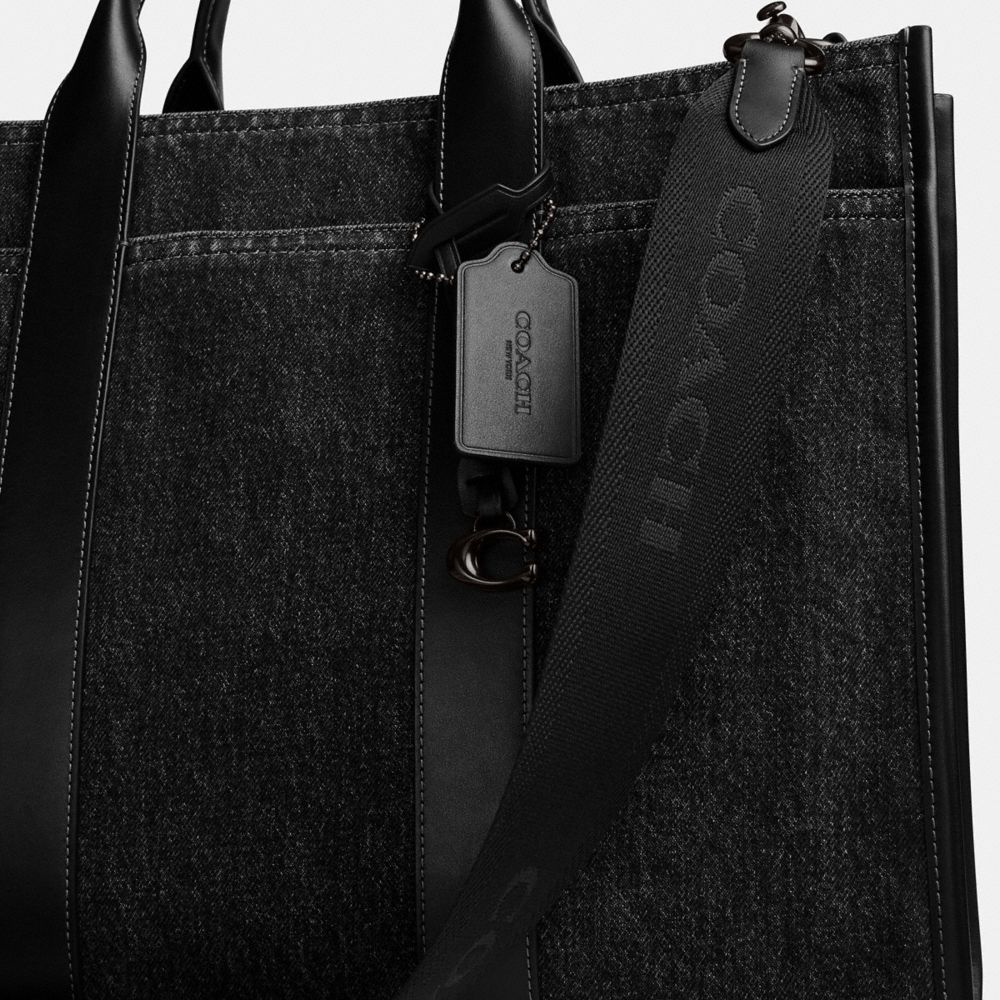 Coach Wesley Tote In Denim Washed Black
