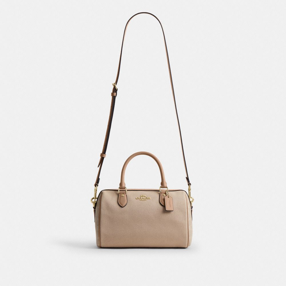 Coach Rowan Satchel Bag In Colorblock Gold Dark Natural Multi