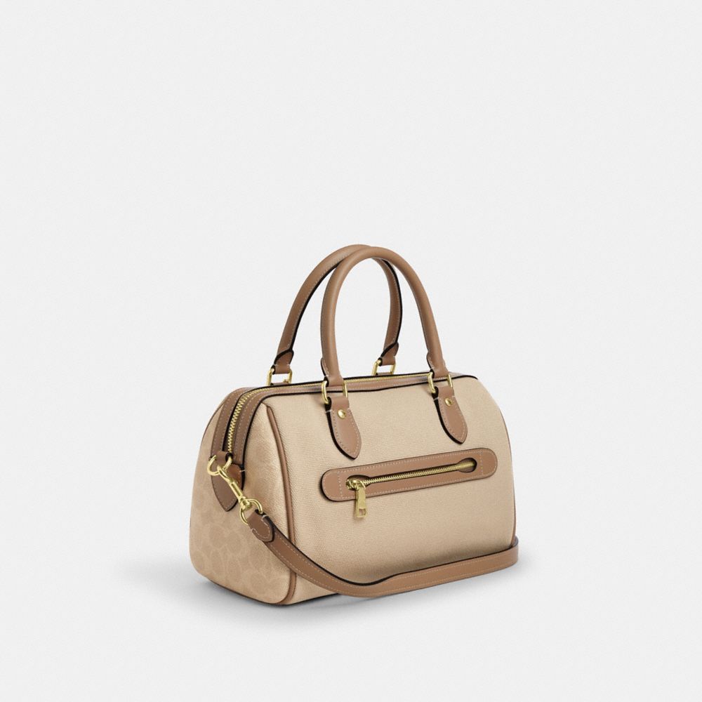 Coach Rowan Satchel Bag In Colorblock Im Dark Natural Multi