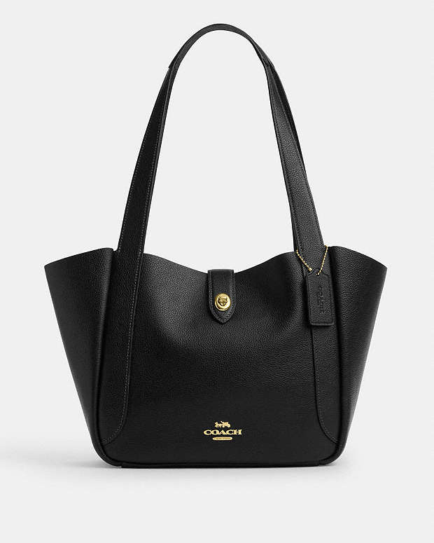 Hadley Turnlock Tote Bag Pebbled Leather-Gold-Black Pebbled Leather-Gold-Black