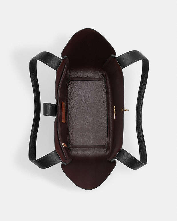 Hadley Turnlock Tote Bag Pebbled Leather-Gold-Black Pebbled Leather-Gold-Black