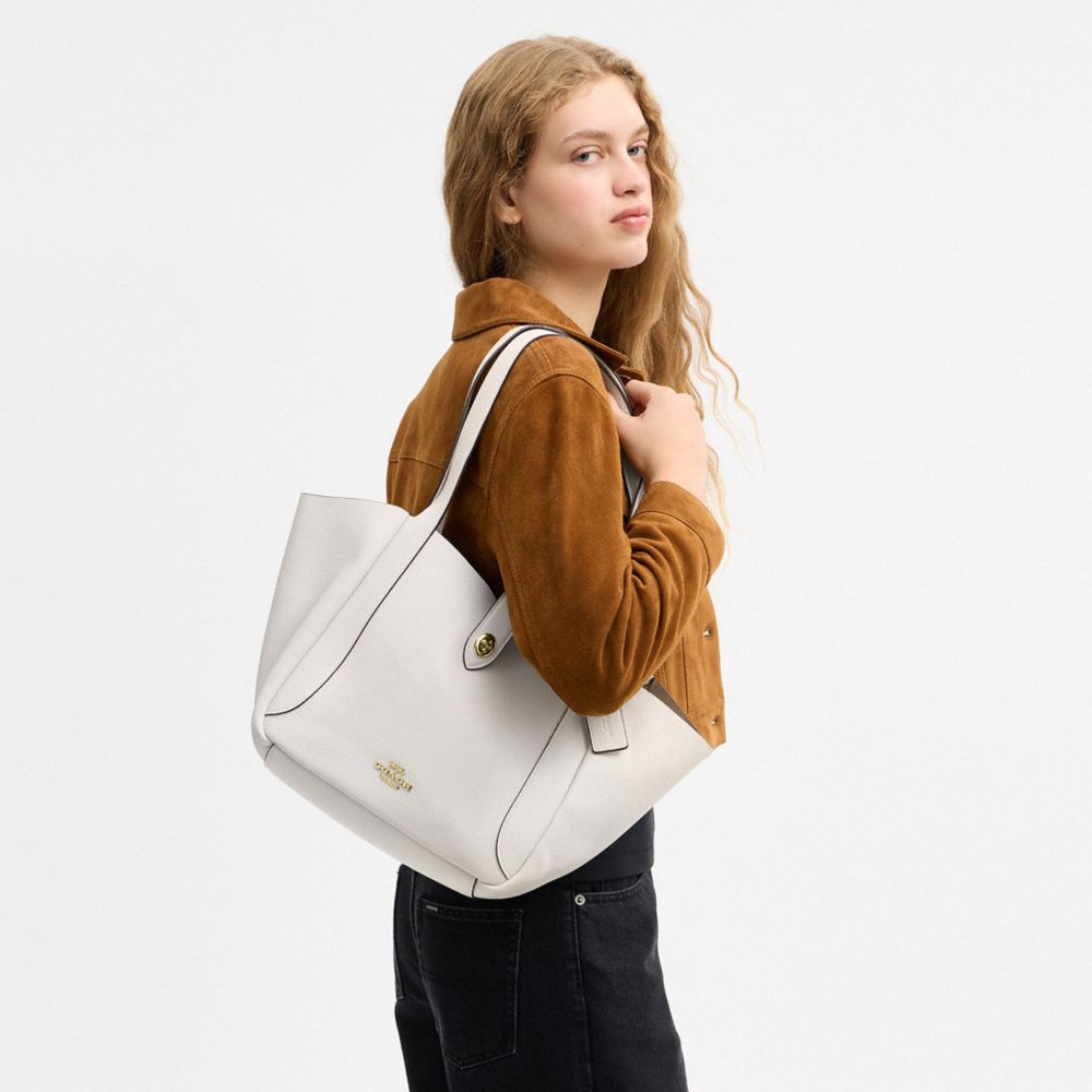 Coach Hadley Turnlock Tote Bag Gold Chalk
