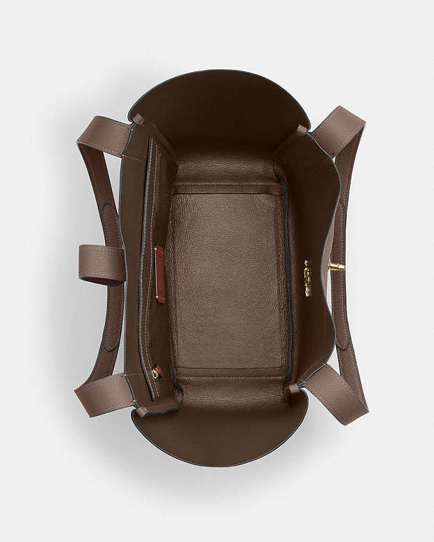 Hadley Turnlock Tote Bag Pebbled Leather-Gold-Dark Stone Pebbled Leather-Gold-Dark Stone