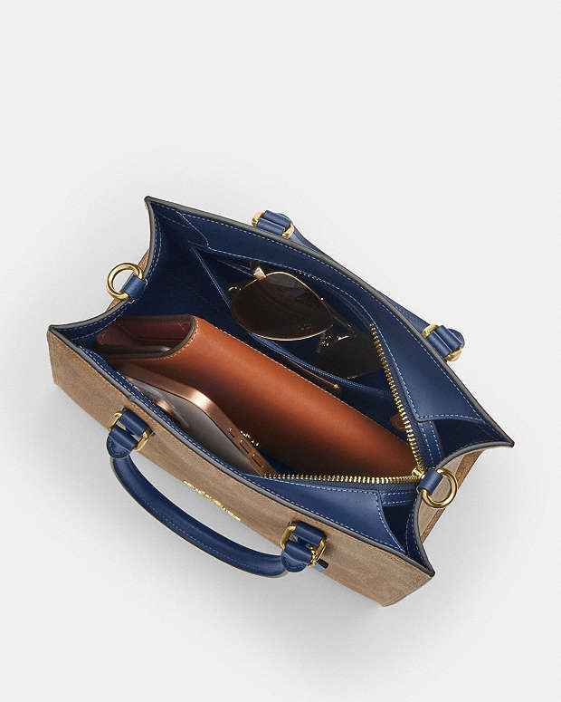 Maggie Small Tote Bag In Signature Canvas Im-Tan-Deep Blue Im-Tan-Deep Blue