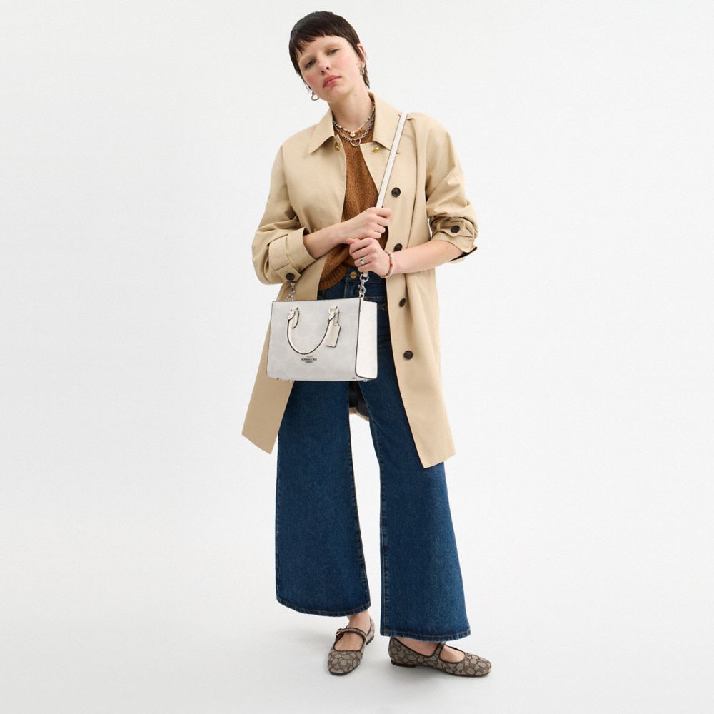 Coach Maggie Small Tote Bag In Signature Canvas Silver White Chalk