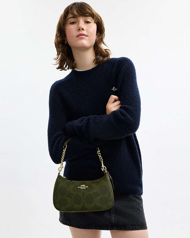 Teri Shoulder Bag In Signature Canvas Signature Canvas-Gold-Olive Signature Canvas-Gold-Olive