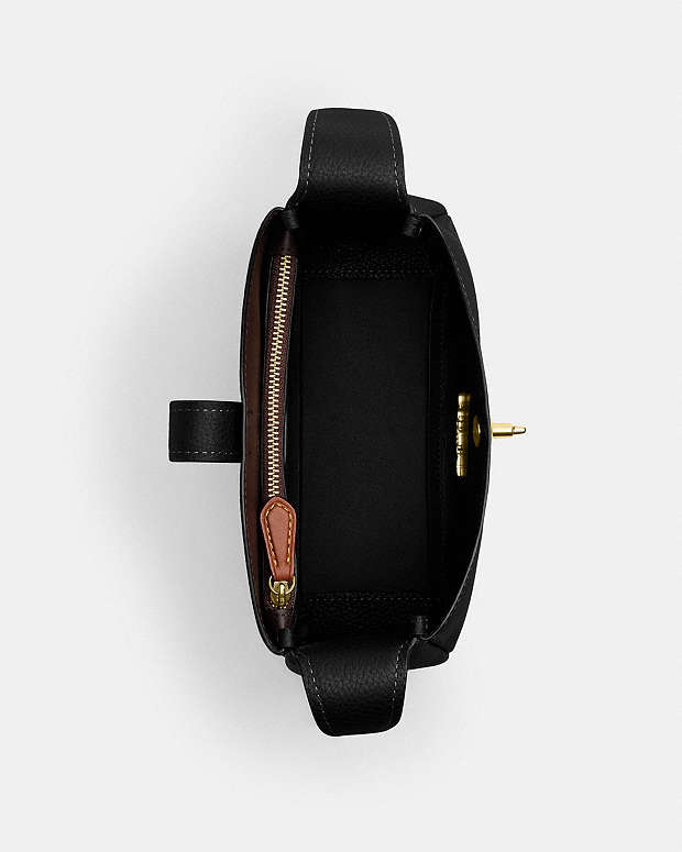 Hadley Mini Crossbody Bag Pebbled Leather-Gold-Black Pebbled Leather-Gold-Black