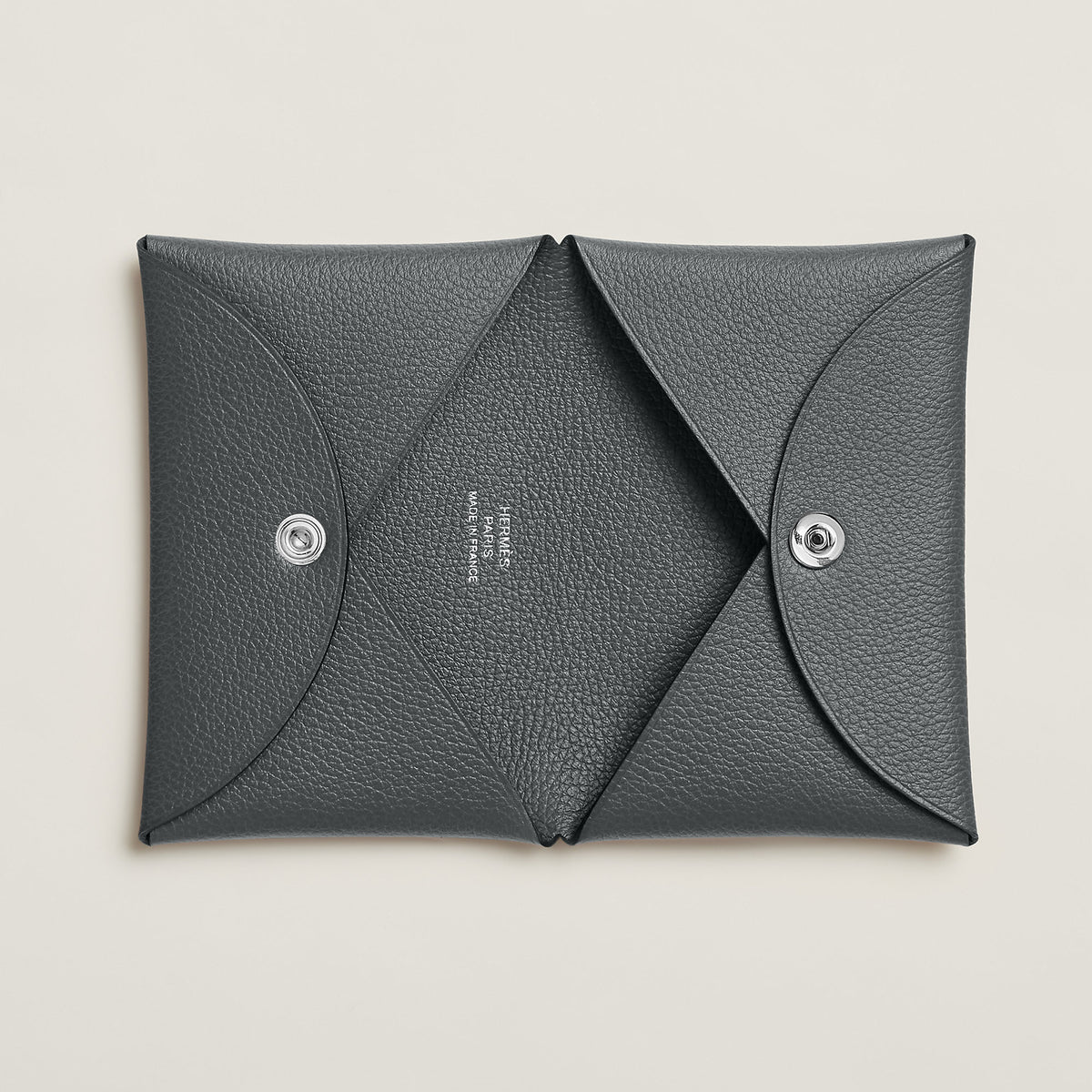 Hermes Calvi Card Holder Gris Misty