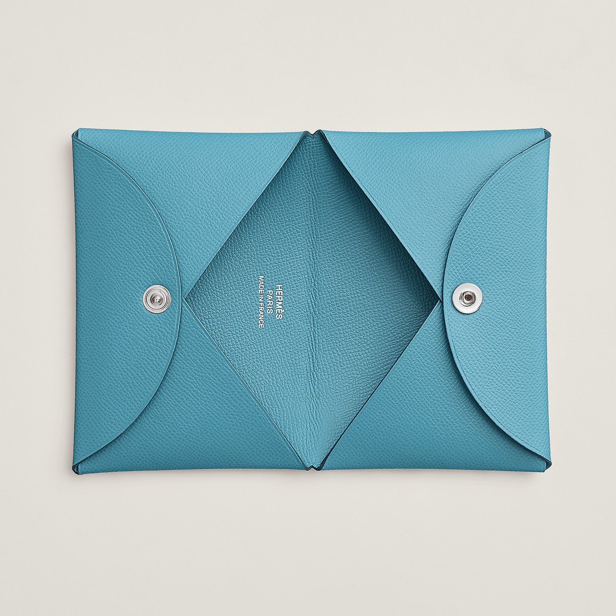 Hermes Calvi Card Holder Bleu Du Nord
