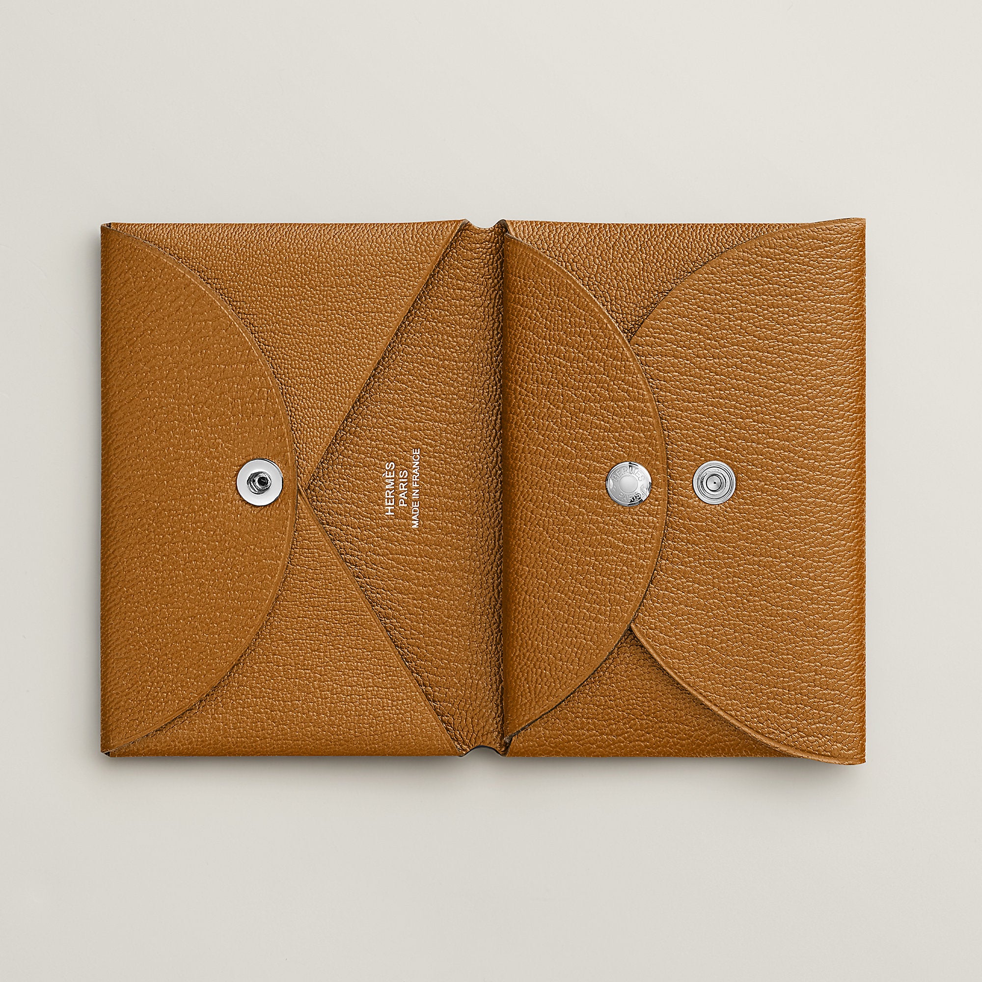 Hermes Calvi Duo Compact Card Holder Caramel