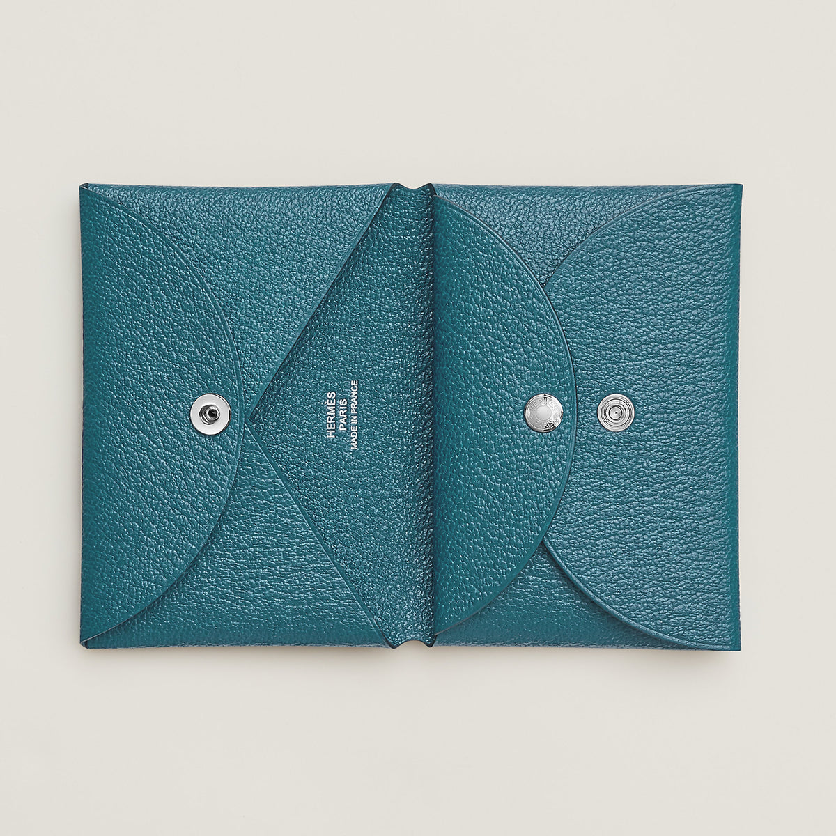 Hermes Calvi Duo Compact Card Holder New Bleu Jean