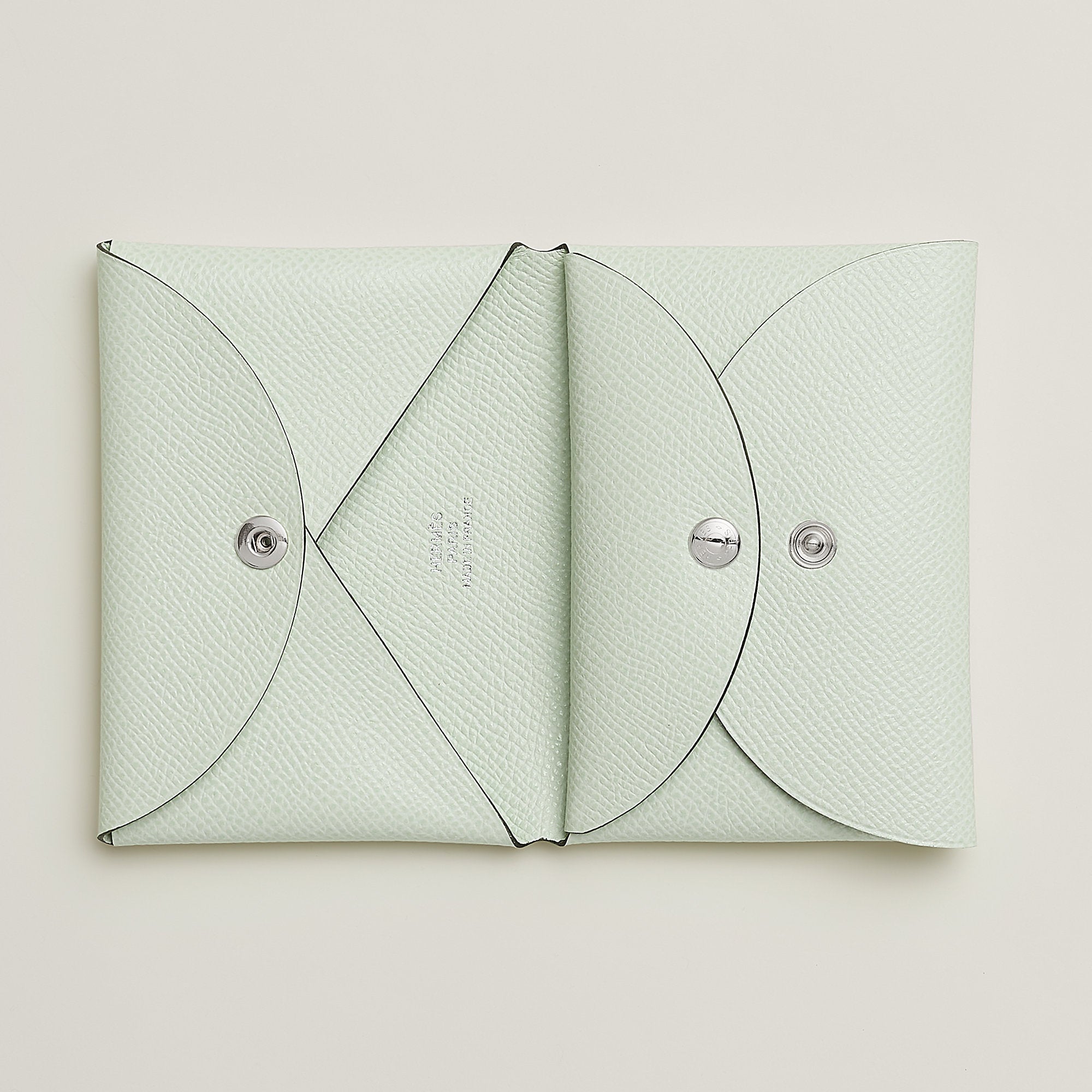 Hermes Calvi Duo Compact Card Holder Vert Fizz