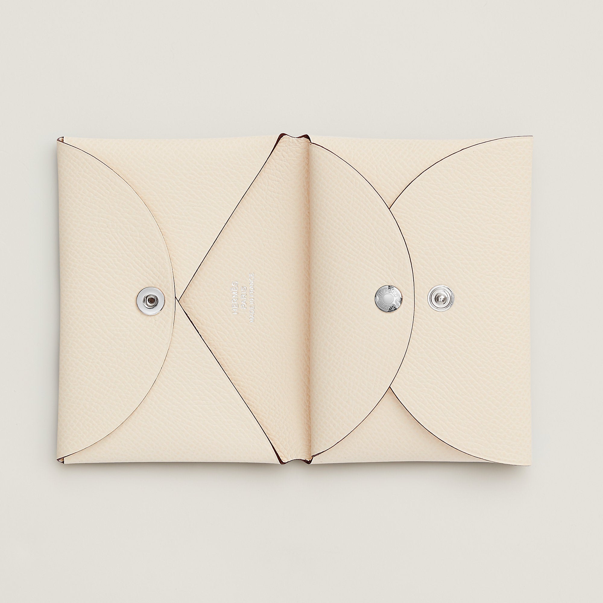 Hermes Calvi Duo Compact Card Holder Craie