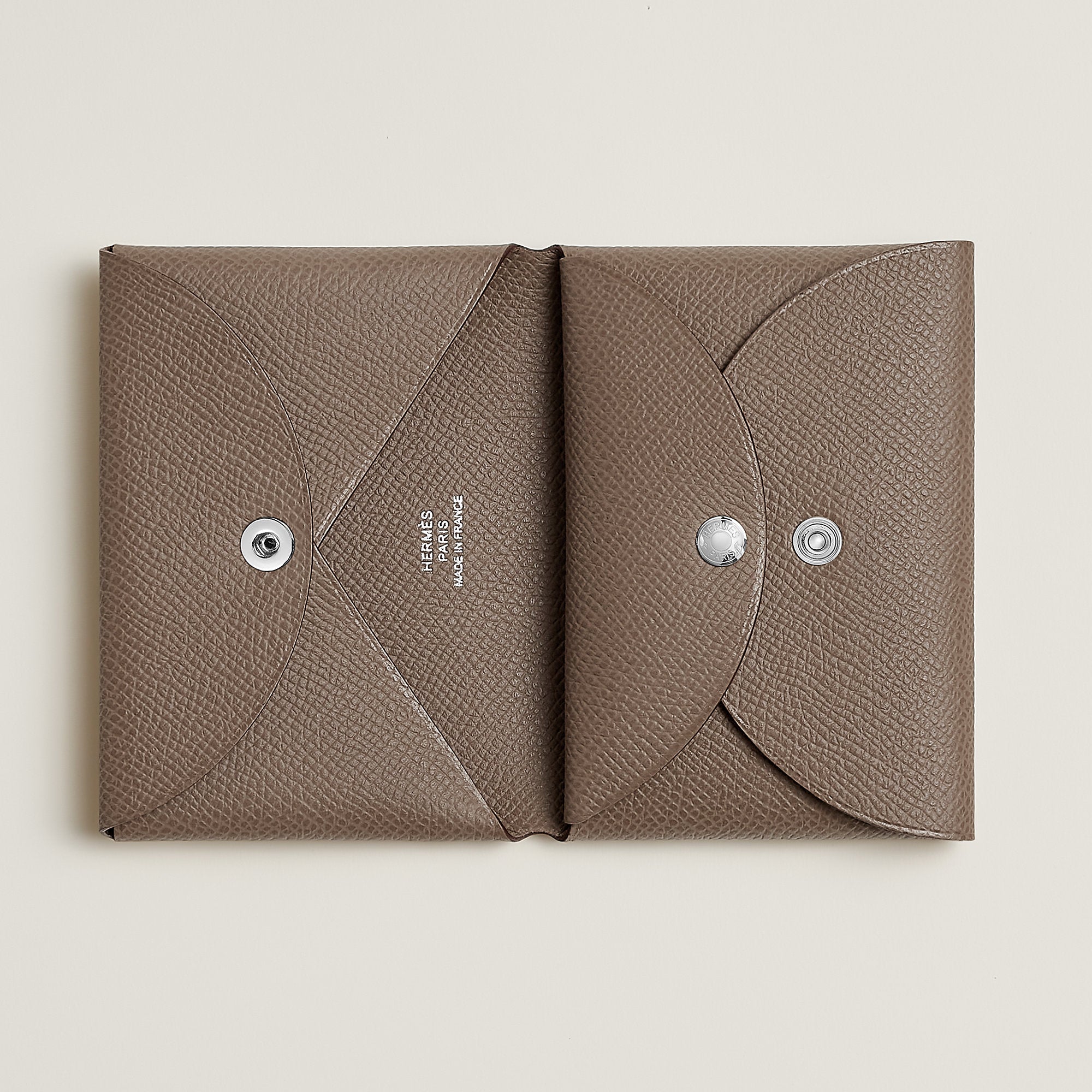 Hermes Calvi Duo Compact Card Holder Toupe