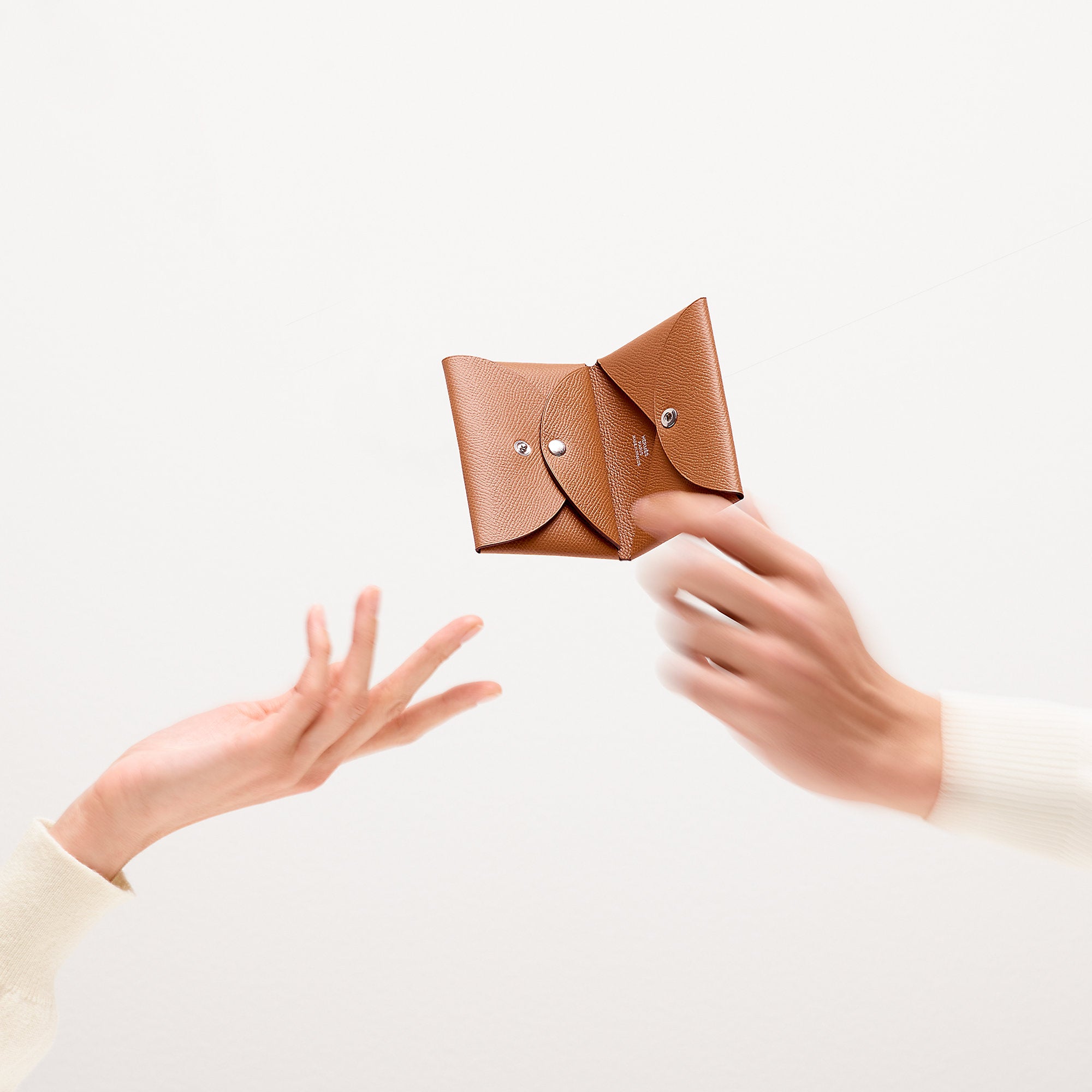 Hermes Calvi Duo Compact Card Holder Gold