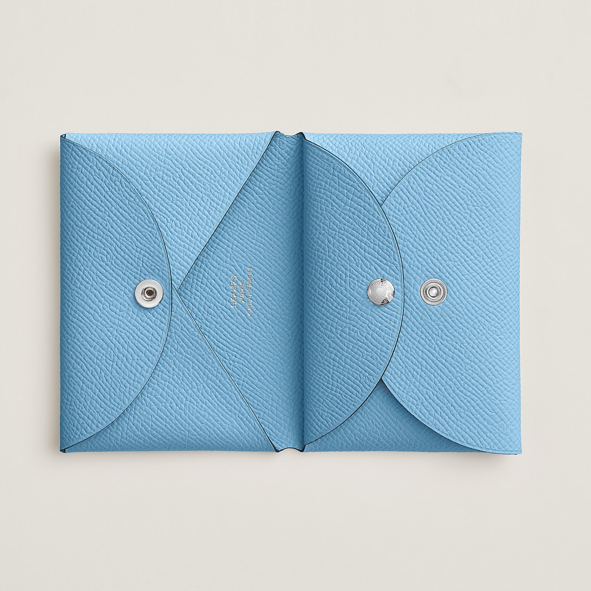 Hermes Calvi Duo Compact Card Holder Cleste