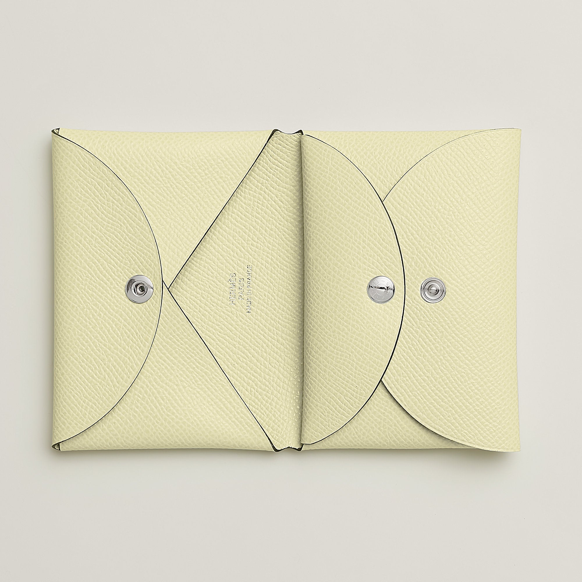 Hermes Calvi Duo Compact Card Holder Jaune Milton