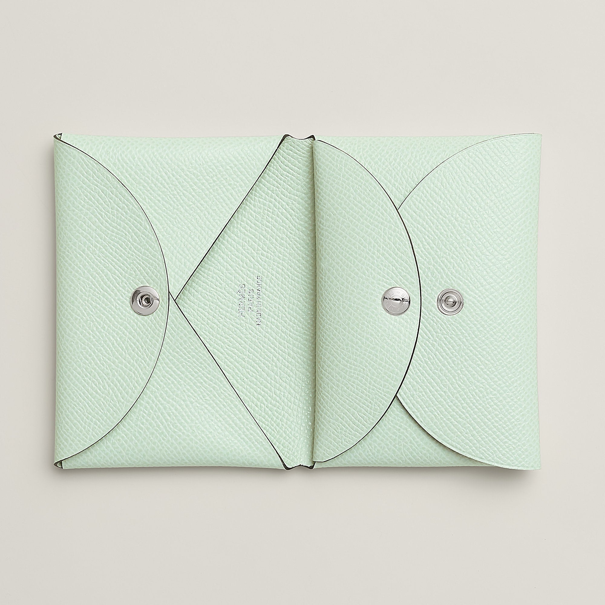 Hermes Calvi Duo Compact Card Holder Vert Peppermint