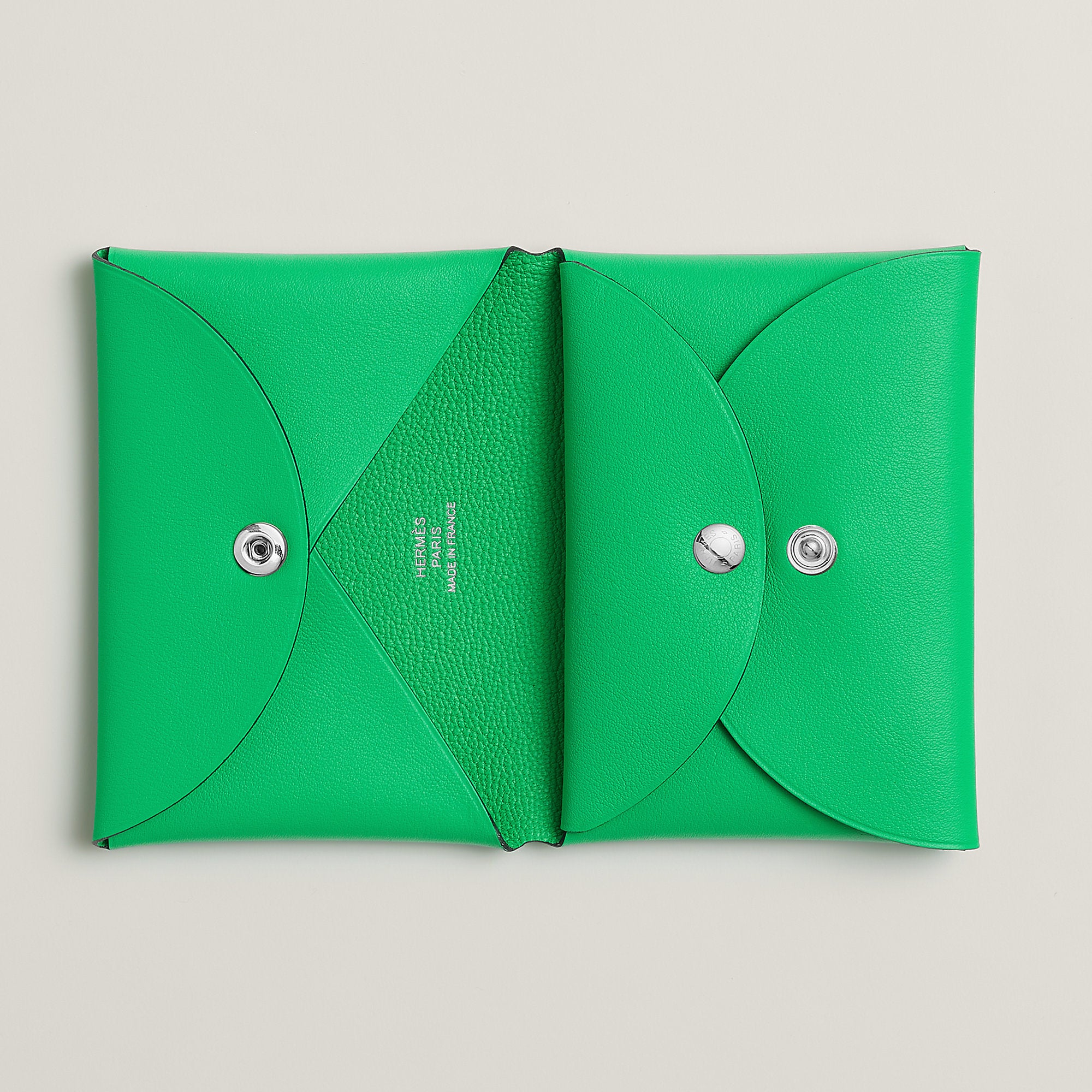 Hermes Calvi Duo Compact Card Holder Vert Comics