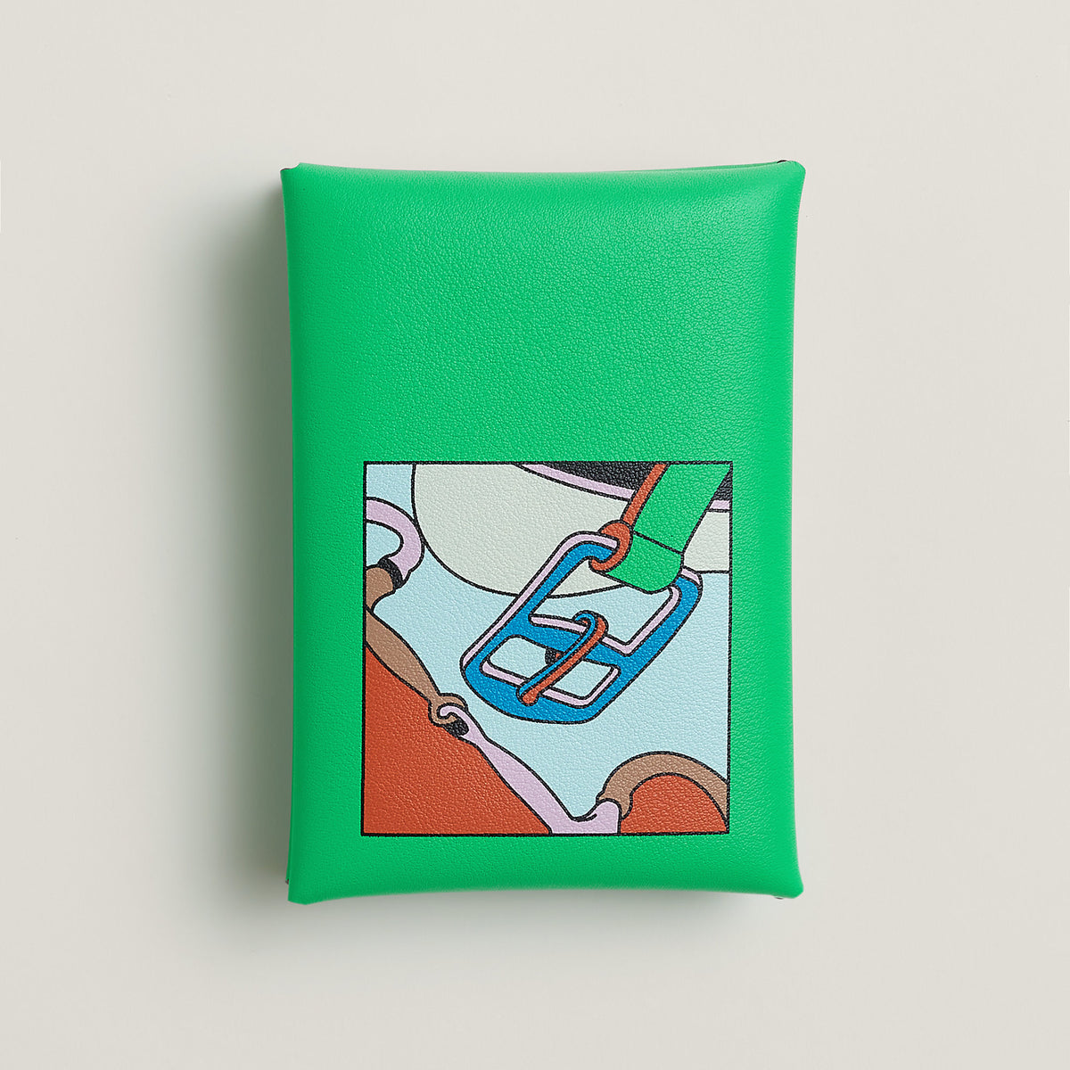 Hermes Calvi Duo Compact Card Holder Vert Comics