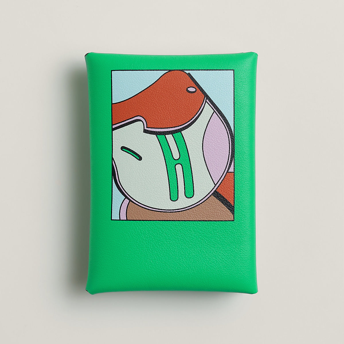 Hermes Calvi Duo Compact Card Holder Vert Comics