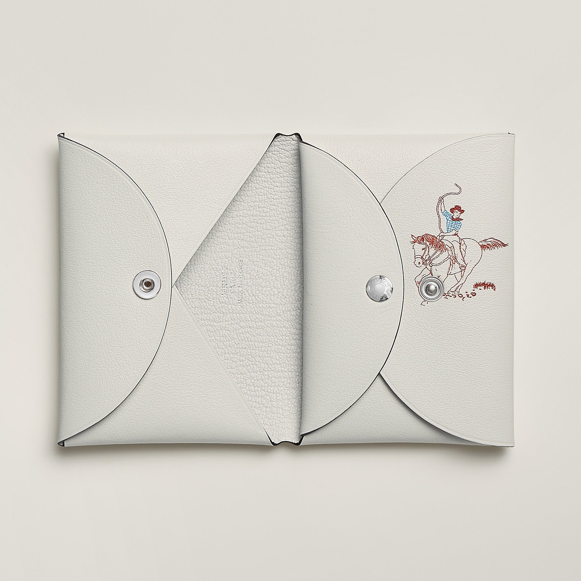 Hermes Calvi Duo Compact Card Holder Blanc