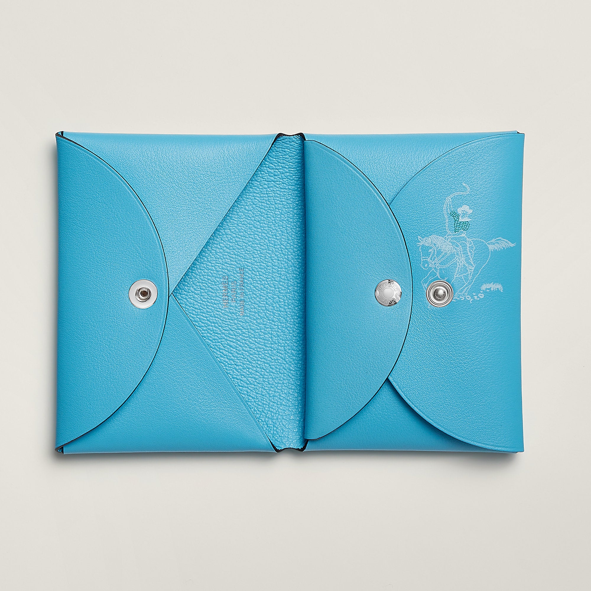 Hermes Calvi Duo Compact Card Holder Cleste