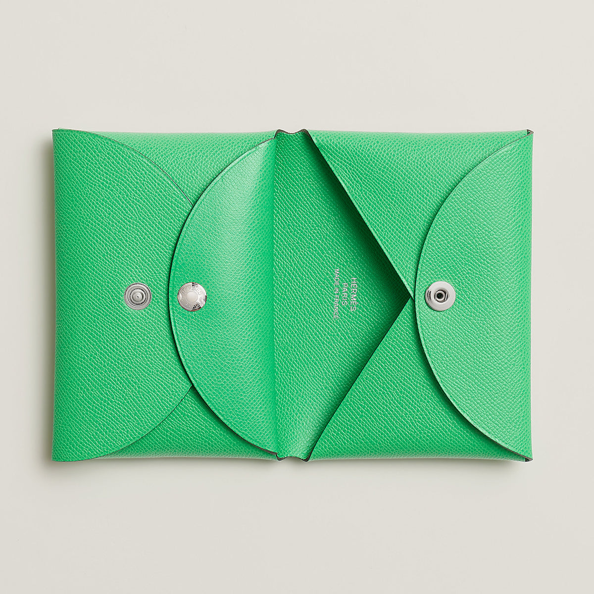 Hermes Calvi Duo Compact Card Holder Vert Comics