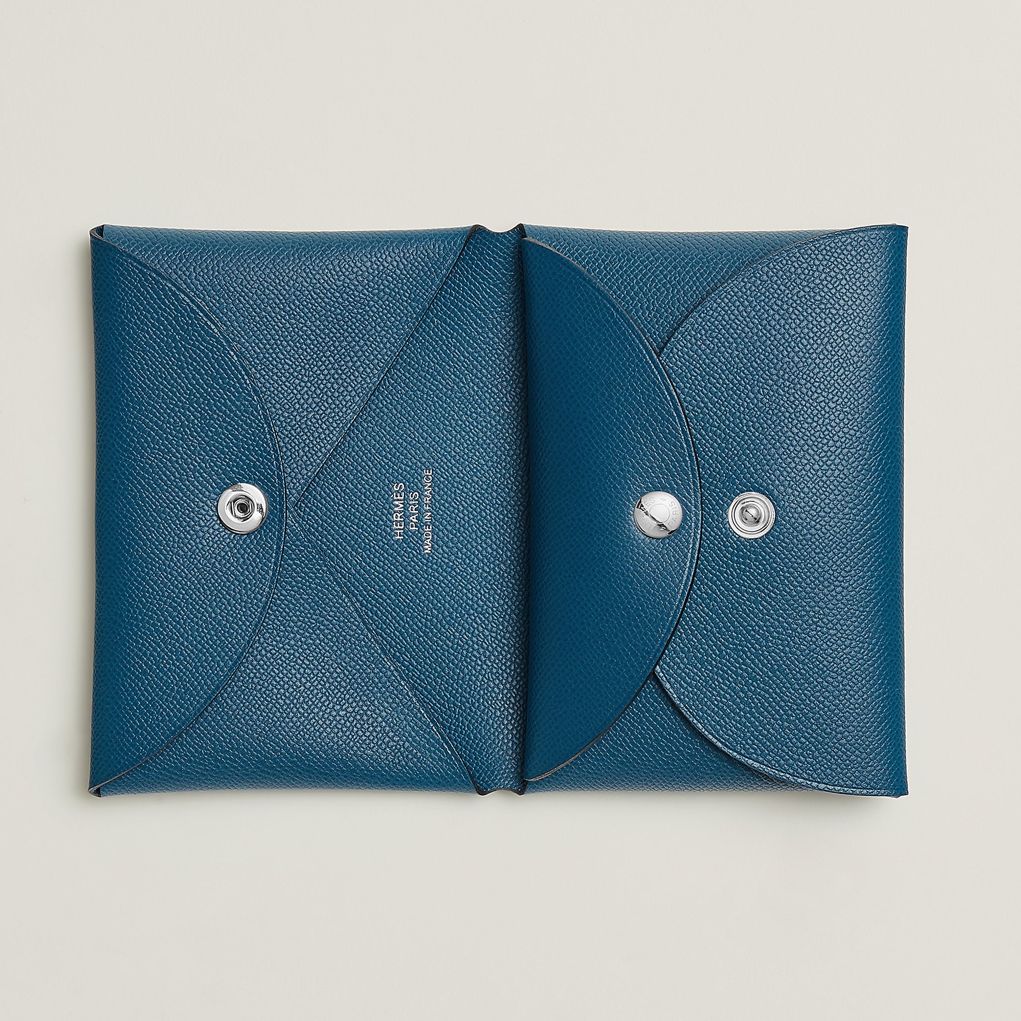 Hermes Calvi Duo Compact Card Holder Deep Blue