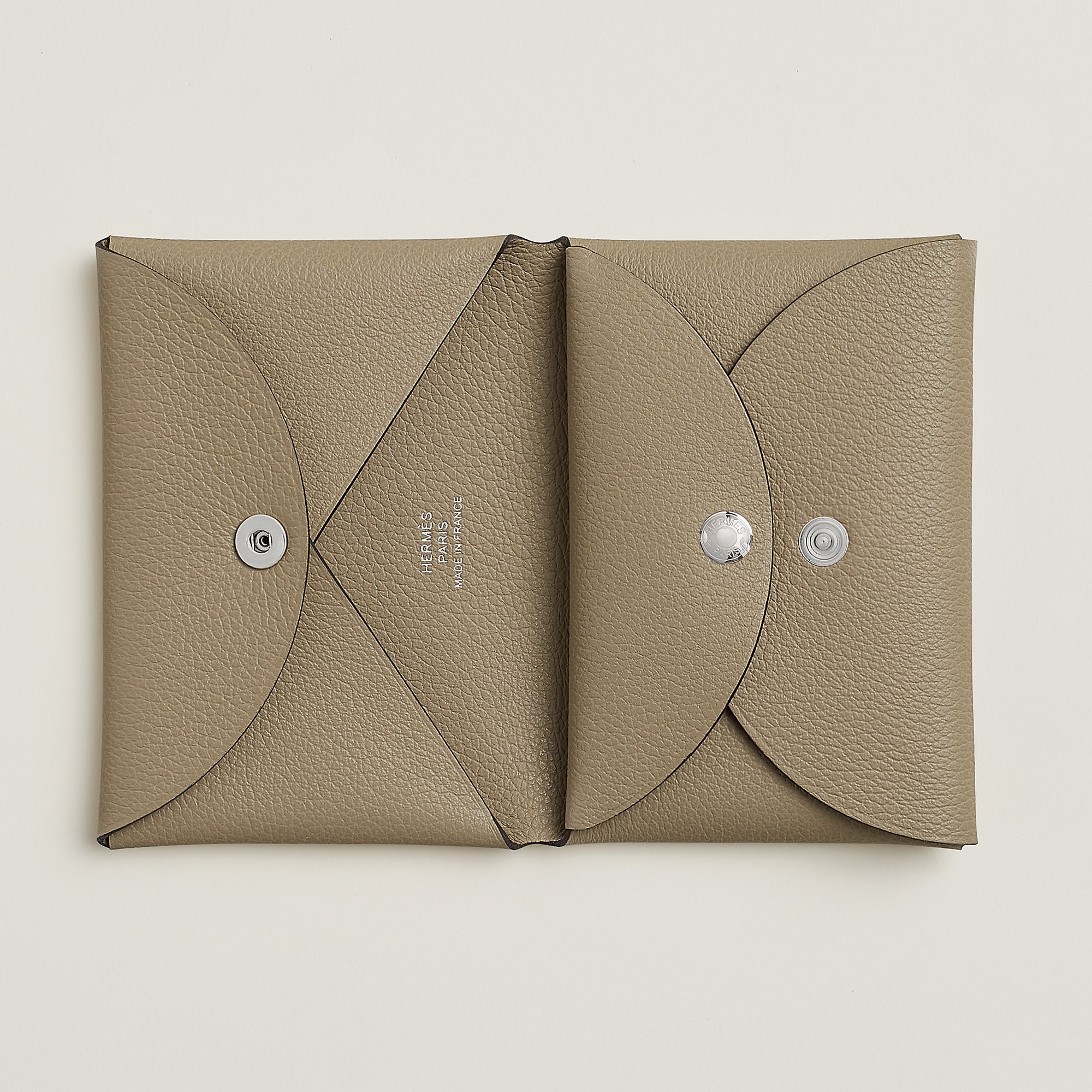 Hermes Calvi Duo Compact Card Holder Beige Marfa
