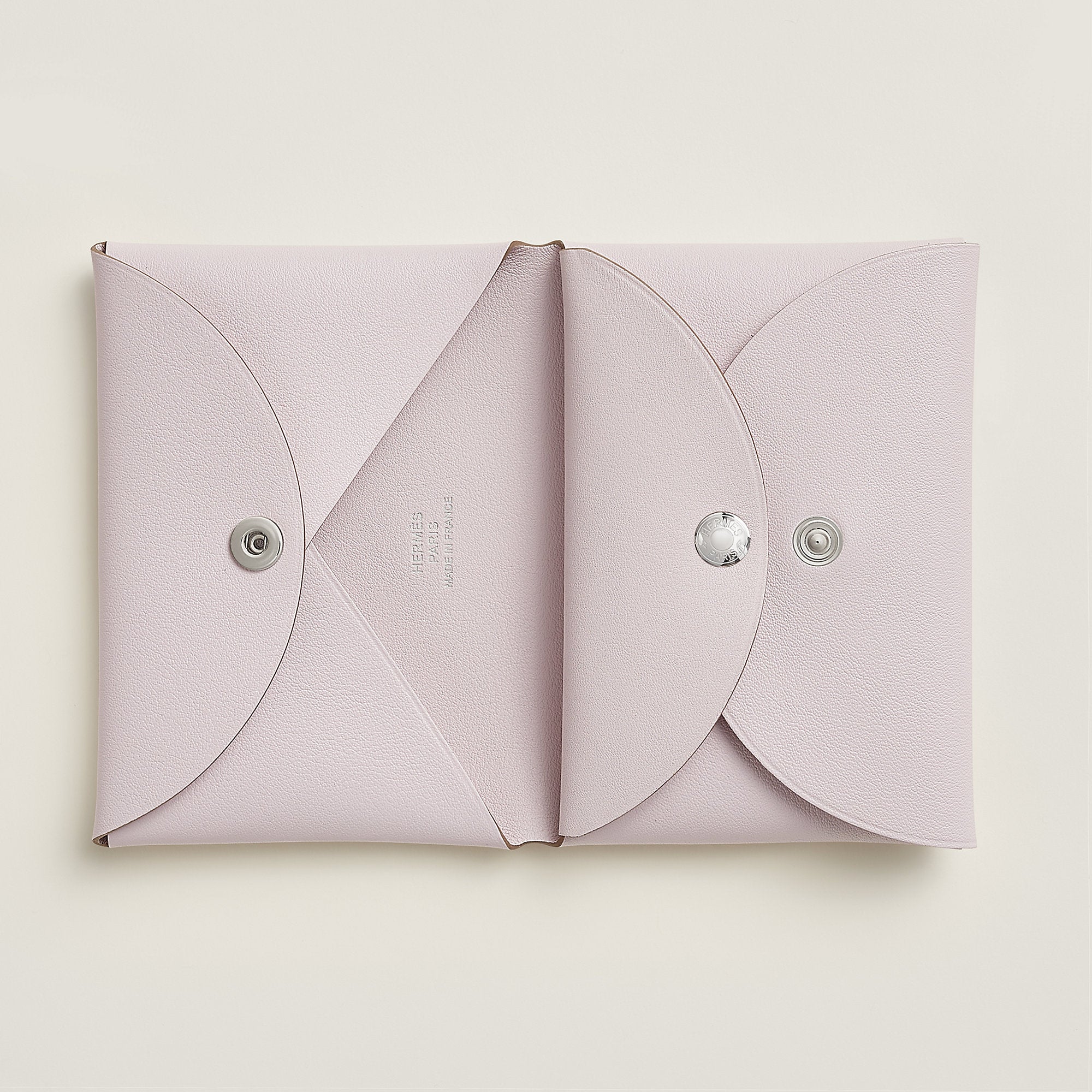 Hermes Calvi Duo Compact Card Holder Mauve Ple