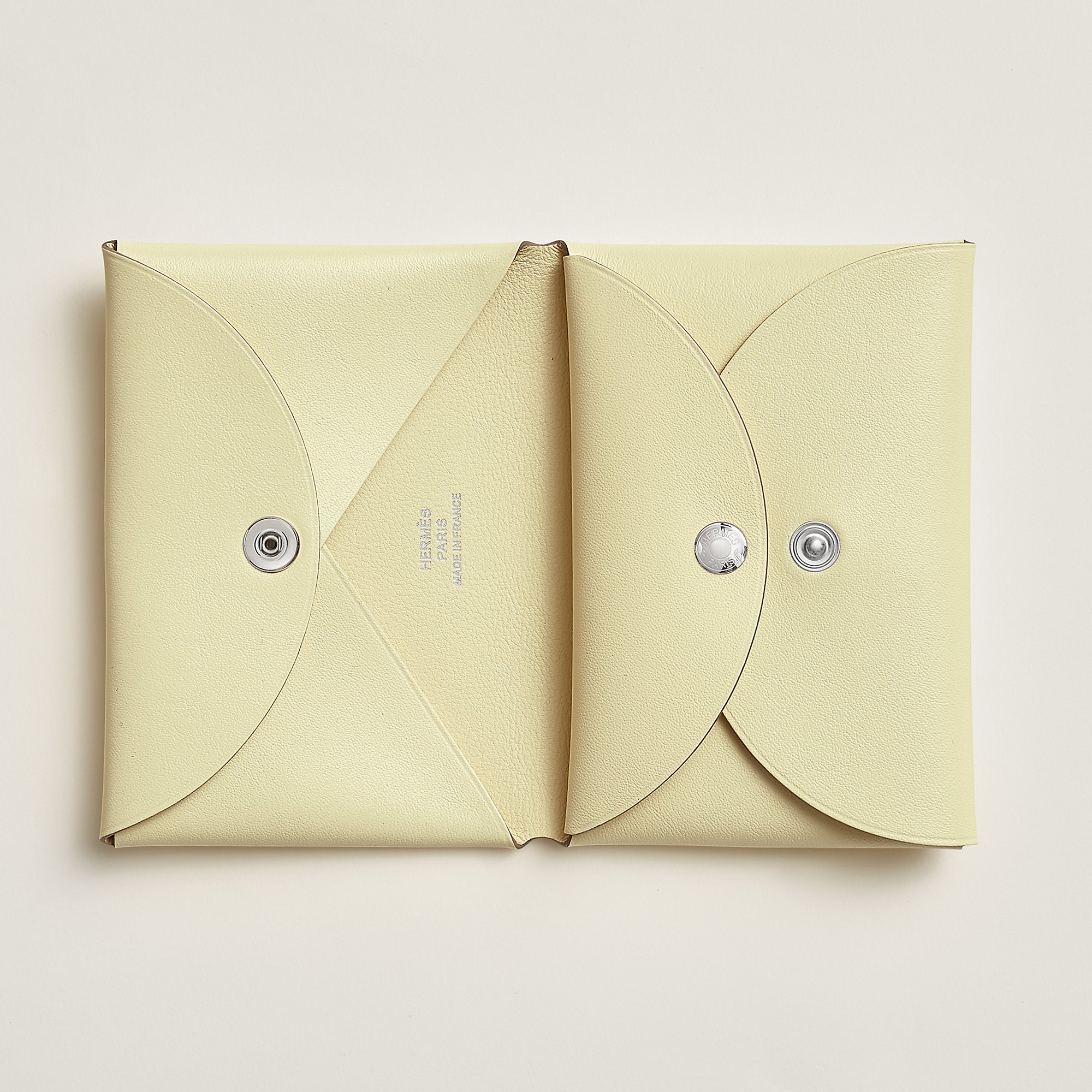 Hermes Calvi Duo Compact Card Holder Jaune Milton