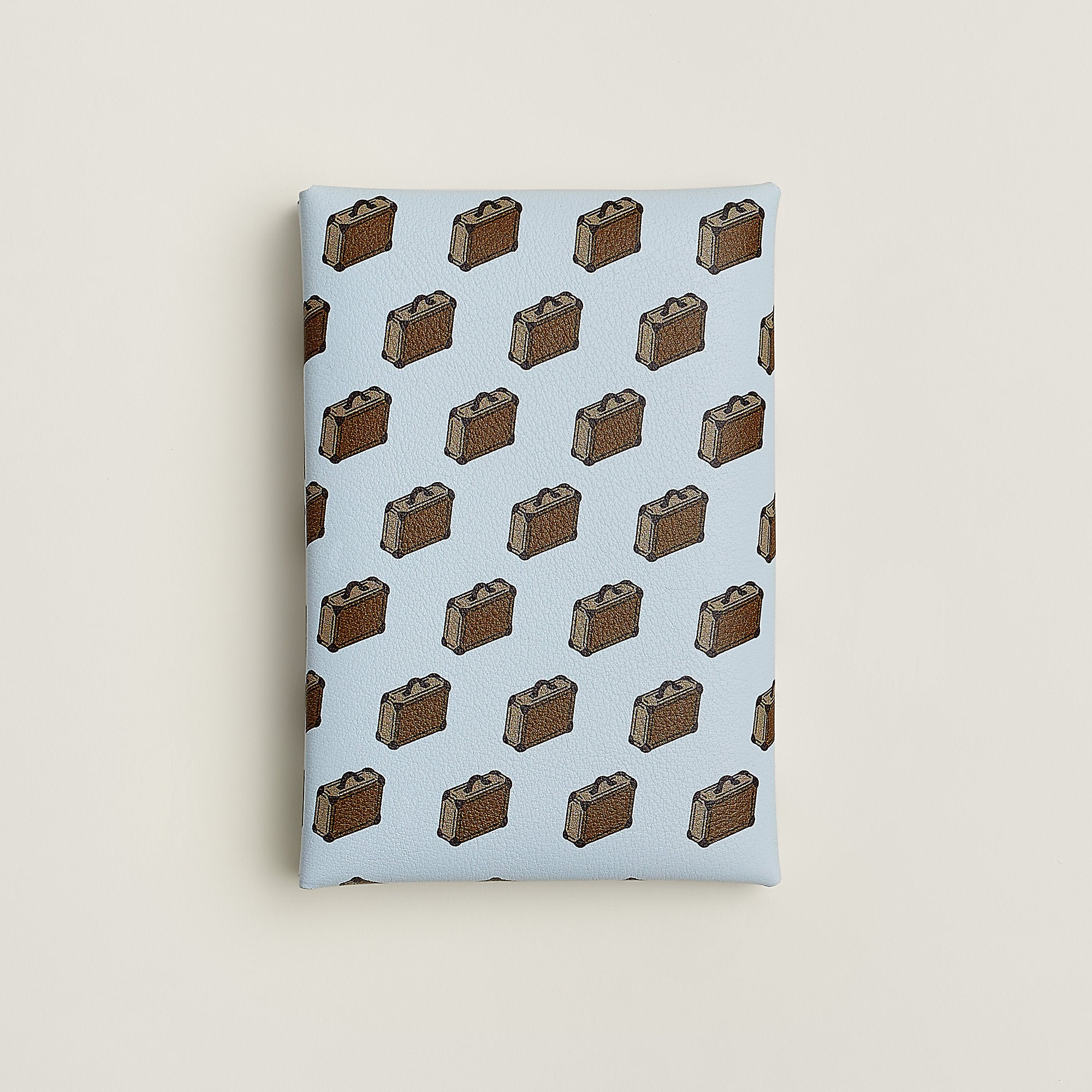 Hermes Calvi Duo Compact Card Holder Bleu Brume