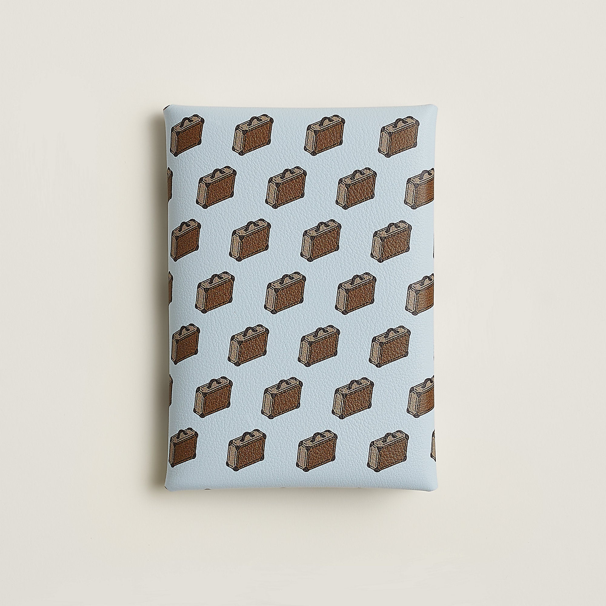 Hermes Calvi Duo Compact Card Holder Bleu Brume