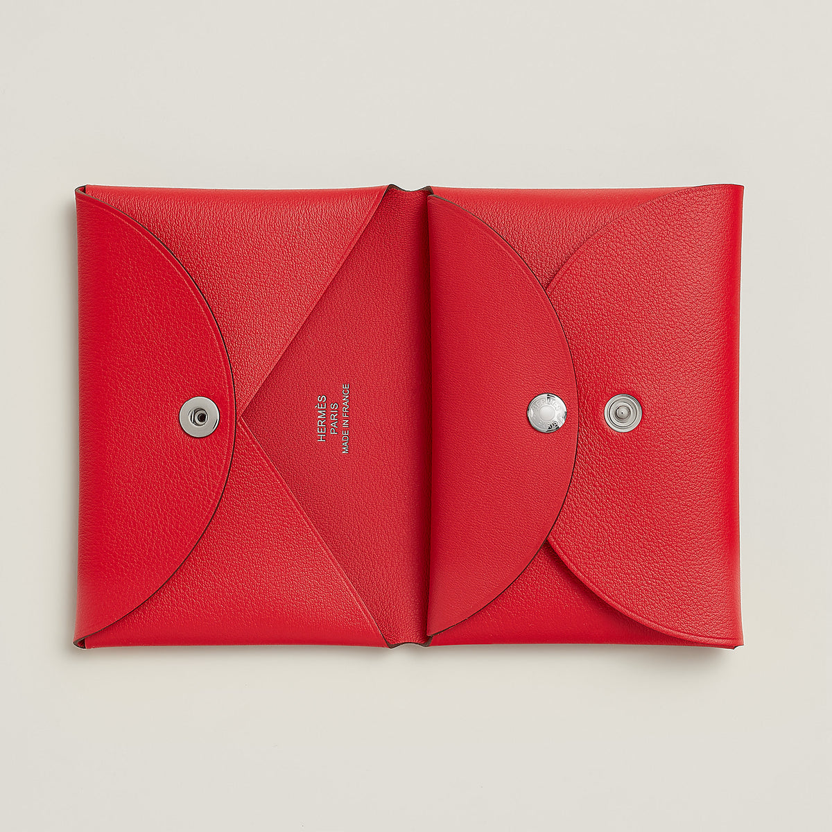 Hermes Calvi Duo Compact Card Holder Rouge De Cur