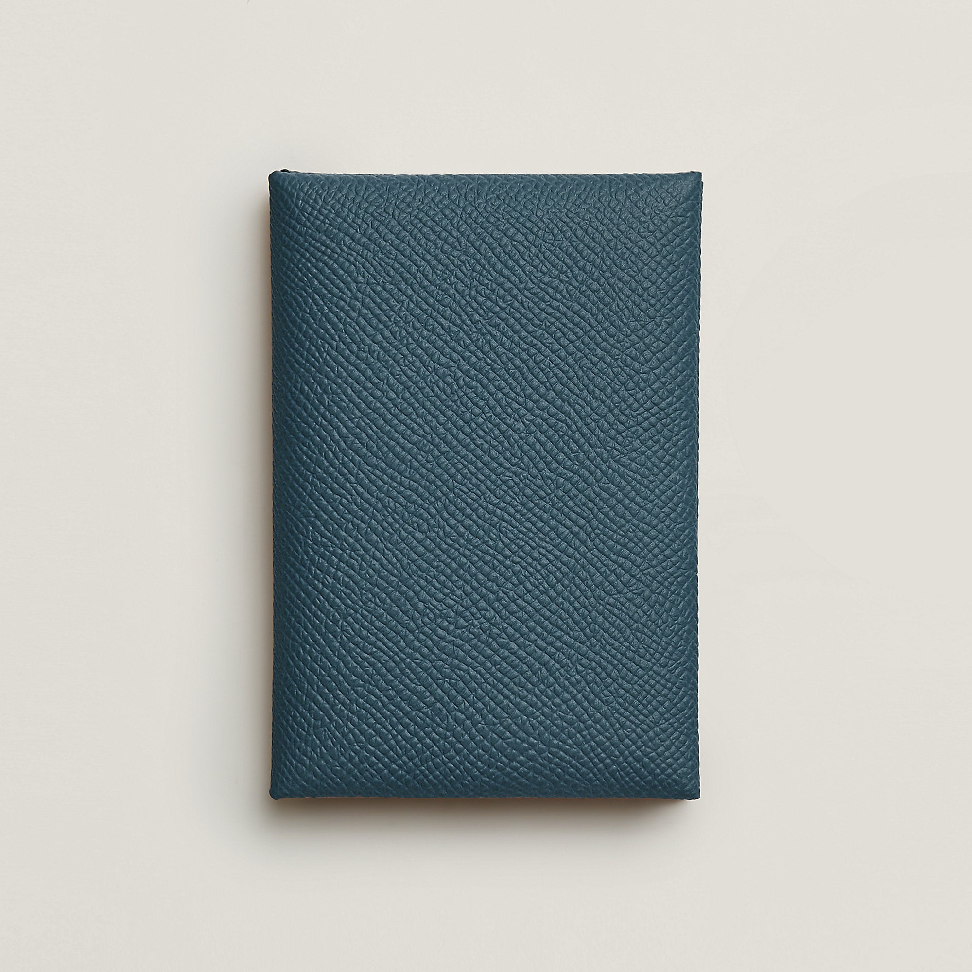 Hermes Calvi Duo Compact Verso Card Holder Bleu De Prusse