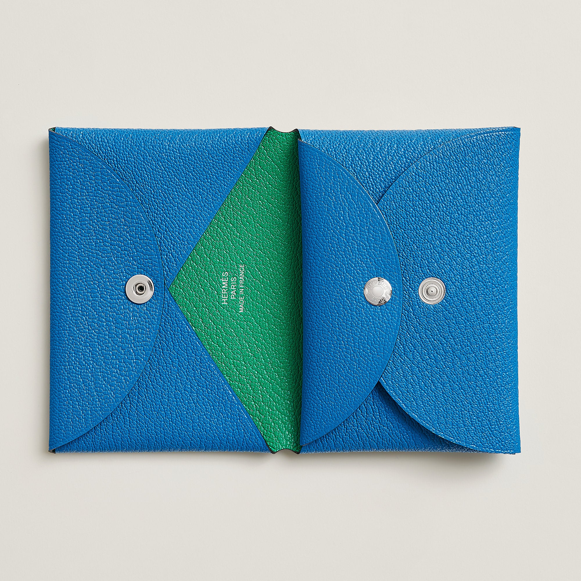 Hermes Calvi Duo Compact Verso Card Holder Jaune Citron