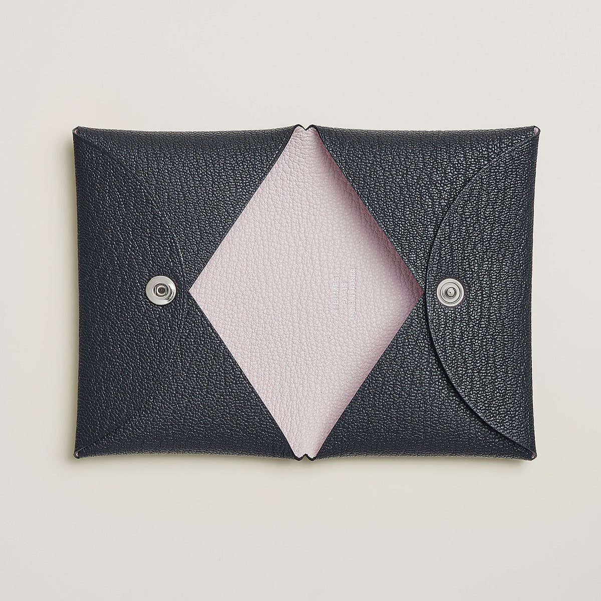 Hermes Calvi Verso Card Holder Bleu Ocan
