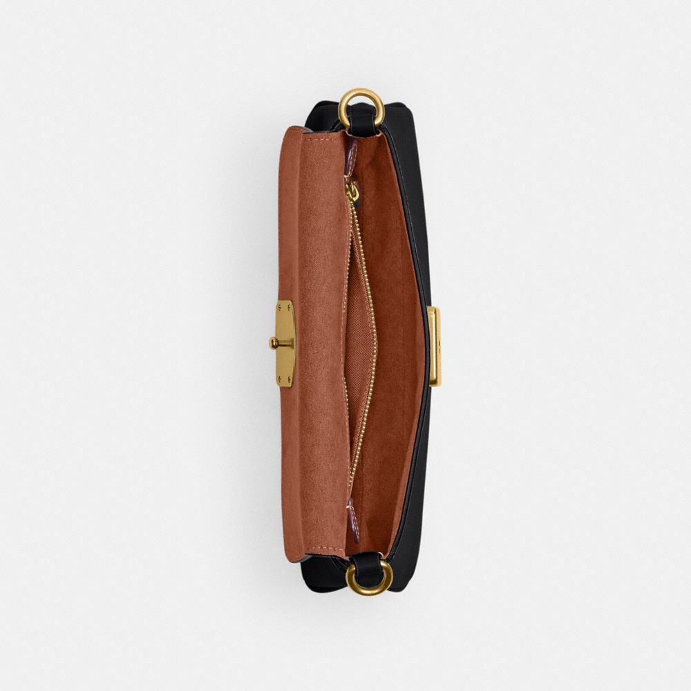 Women's Coach Jet Shoulder Bag, Brass and Black, hardware detail