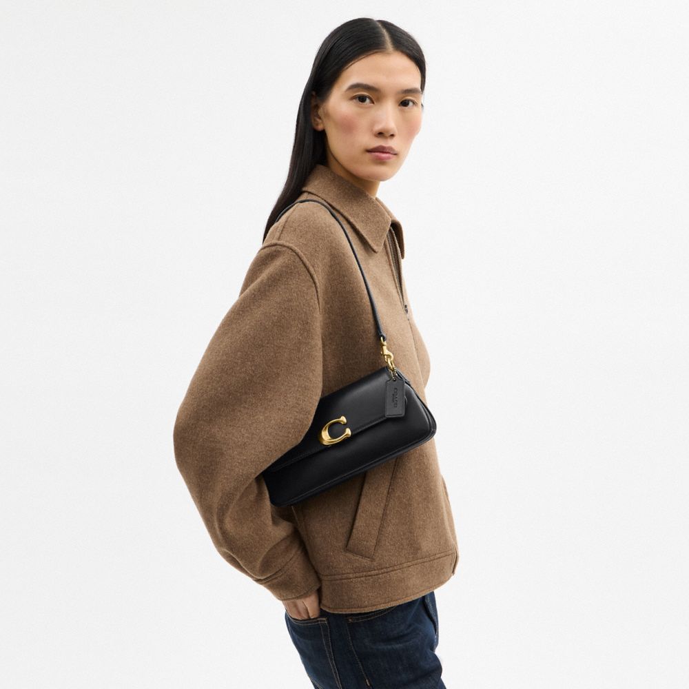 Women's Coach Jet Shoulder Bag, Brass and Black, detail 4