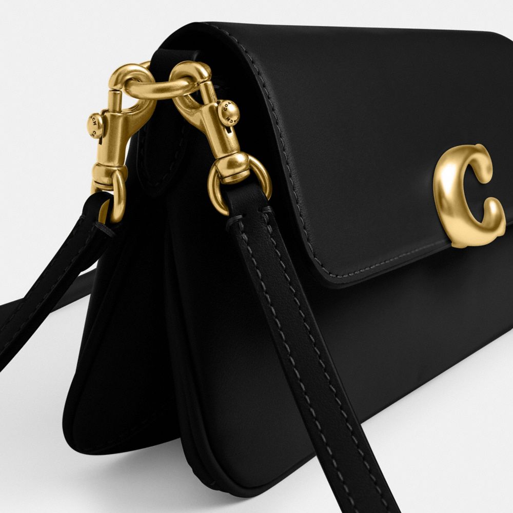 Women's Coach Jet Shoulder Bag, Brass and Black, detail 5