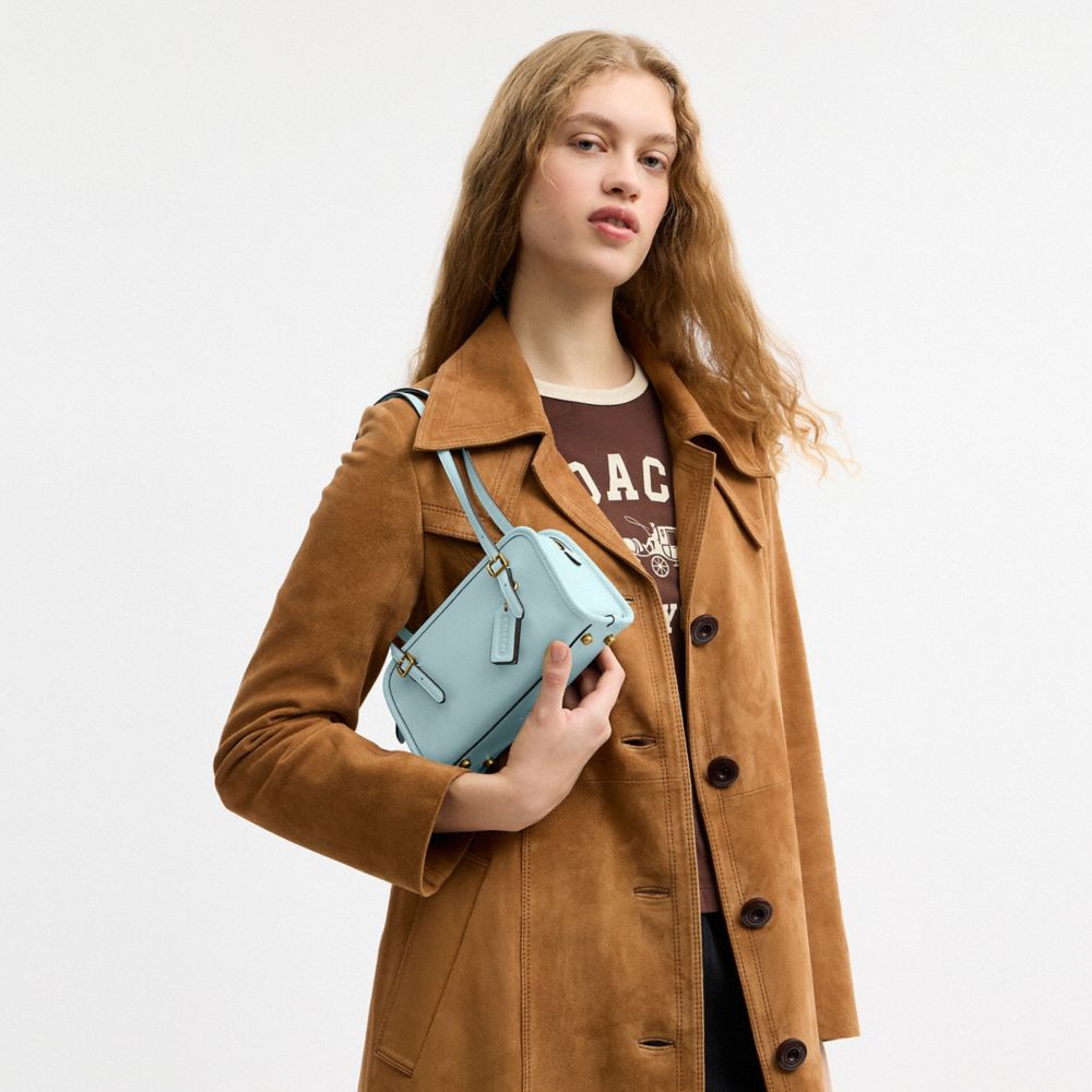 Coach Swing Zip Bag 20 Brass Light Blue