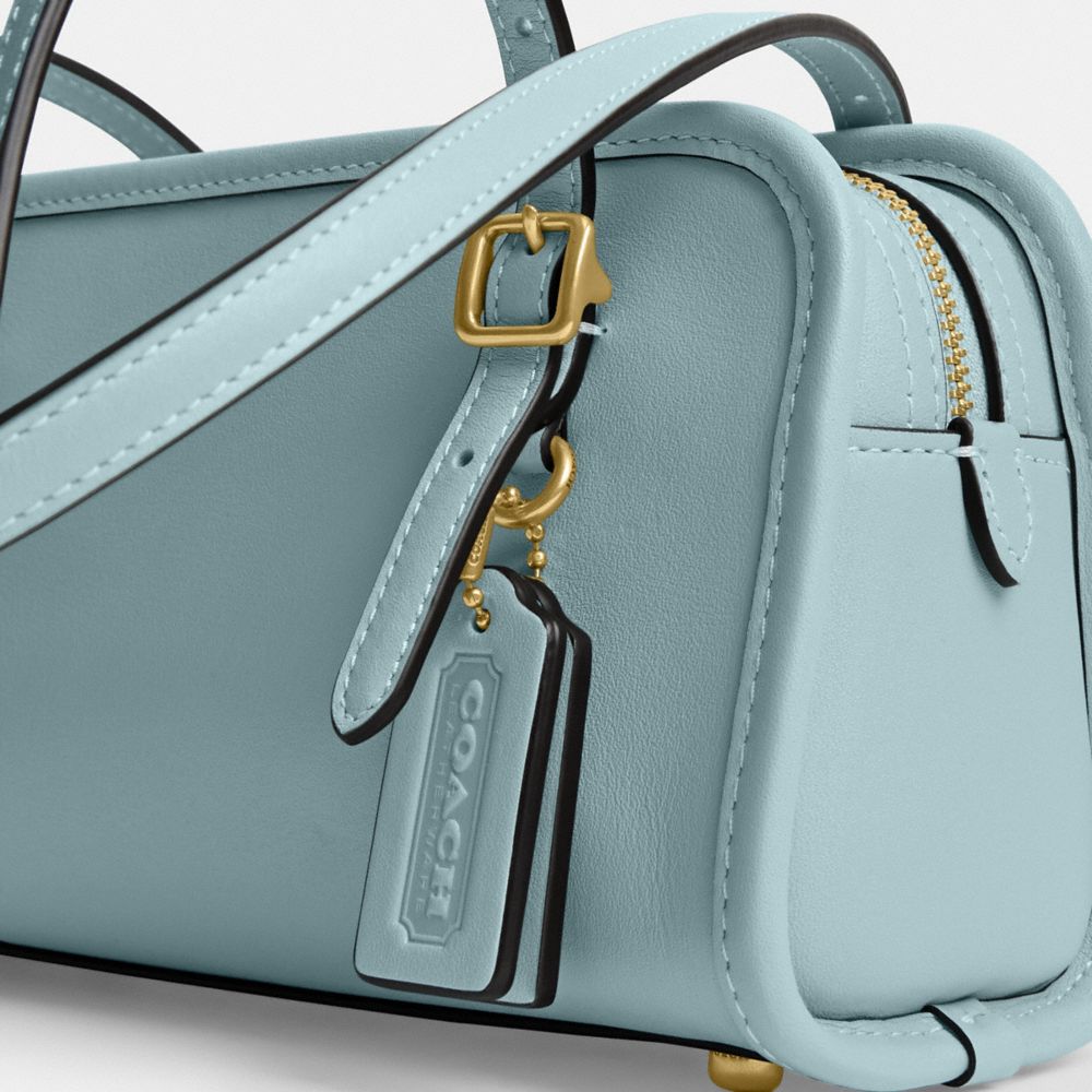 Coach Swing Zip Bag 20 Brass Light Blue