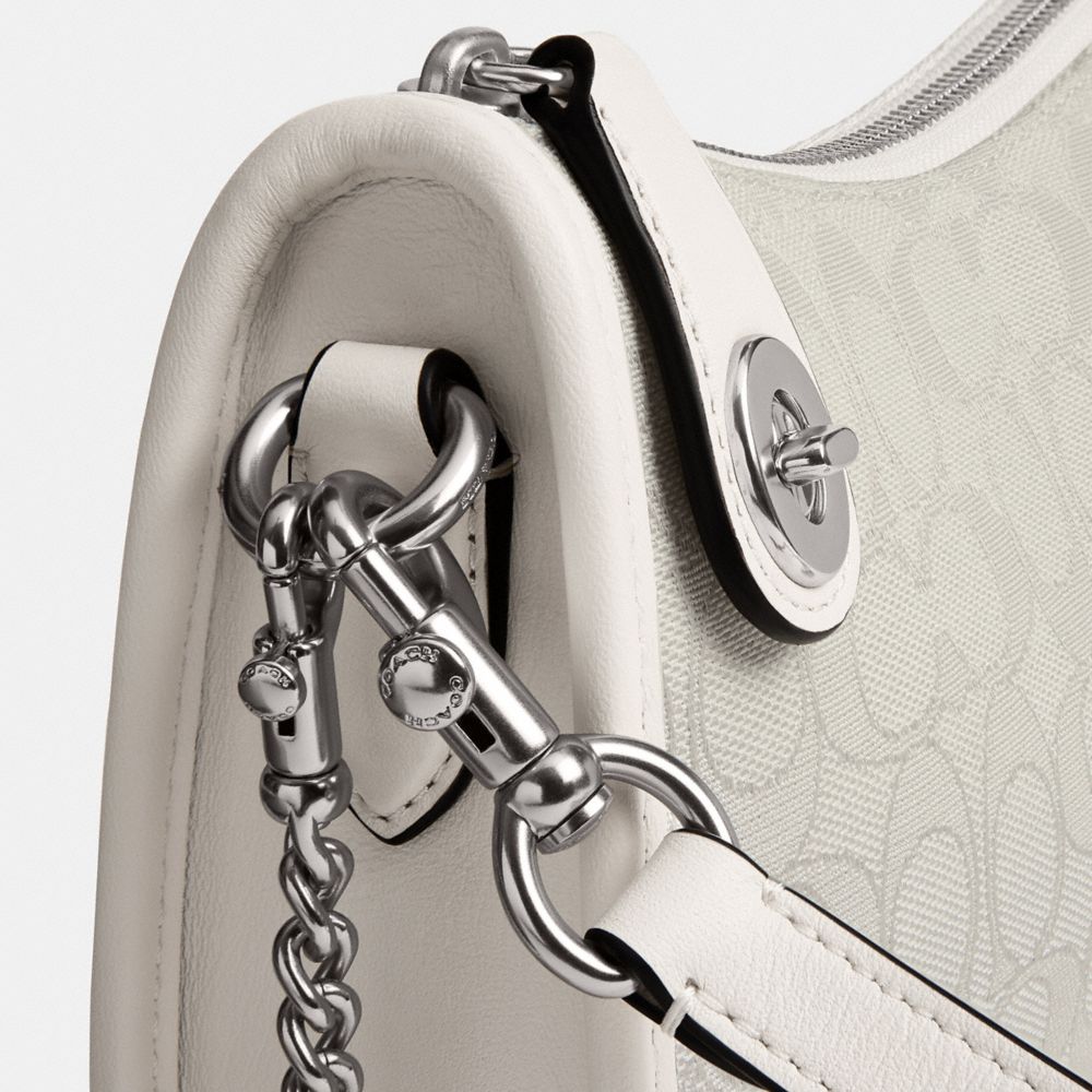 Coach Swinger Bag In Signature Jacquard Silver Cloud Chalk