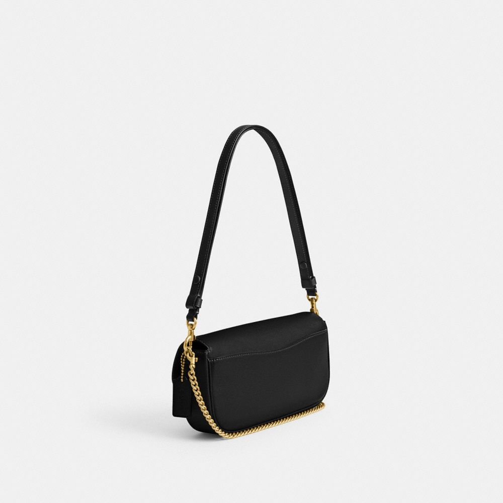 Coach Brook Flap Chain Bag Brass Black