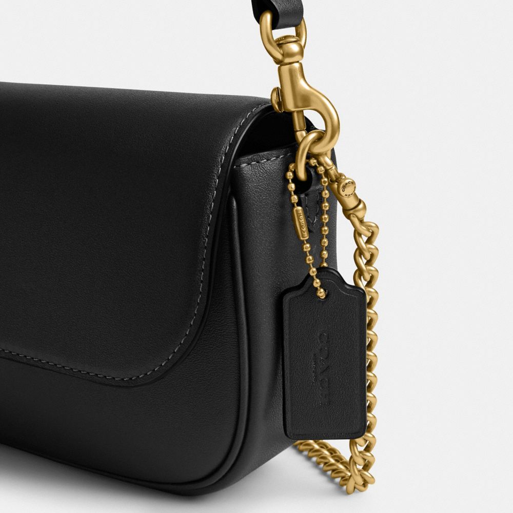 Coach Brook Flap Chain Bag Brass Black